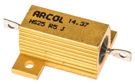 Arcol HS25 Wickel Lastwiderstand 500mΩ ±5% / 25W, Alu Gehäuse Axialanschluss