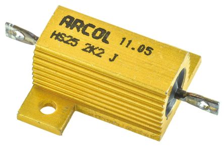 Arcol HS25 Wickel Lastwiderstand 2.2kΩ ±5% / 25W, Alu Gehäuse Axialanschluss