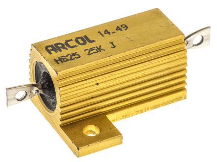 Arcol HS25 Wickel Lastwiderstand 25kΩ ±5% / 25W, Alu Gehäuse Axialanschluss