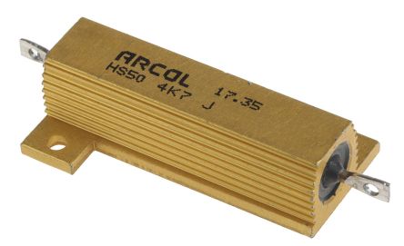 Arcol Resistencia De Montaje En Panel, 4.7kΩ ±5% 50W, Con Carcasa De Aluminio, Axial, Bobinado