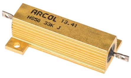 Arcol Resistencia De Montaje En Panel, 33kΩ ±5% 50W, Con Carcasa De Aluminio, Axial, Bobinado