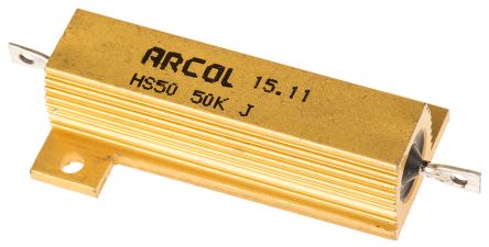 Arcol HS50 Wickel Lastwiderstand 50kΩ ±5% / 50W, Alu Gehäuse Axialanschluss