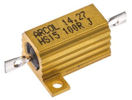Arcol 铝壳电阻, HS15系列, 15W额定功率, 100Ω电阻值, ±5%容差