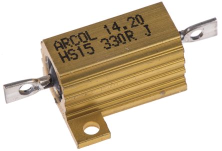 Arcol HS15 Wickel Lastwiderstand 330Ω ±5% / 15W, Alu Gehäuse Axialanschluss