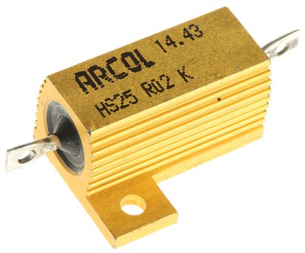 Arcol Resistencia De Montaje En Panel, 20mΩ ±10% 25W, Con Carcasa De Aluminio, Axial, Bobinado