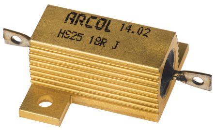 Arcol 铝壳电阻, HS25系列, 25W额定功率, 18Ω电阻值, ±5%容差