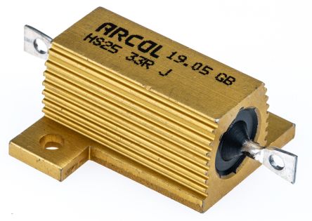 Arcol 铝壳电阻, HS25系列, 25W额定功率, 33Ω电阻值, ±5%容差