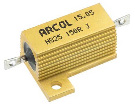 Arcol HS25 Wickel Lastwiderstand 150Ω ±5% / 25W, Alu Gehäuse Axialanschluss