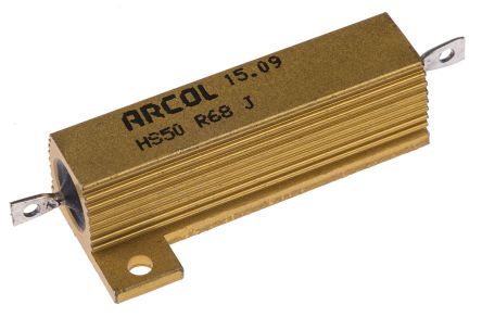 Arcol HS50 Wickel Lastwiderstand 680mΩ ±5% / 50W, Alu Gehäuse Axialanschluss
