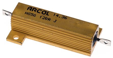 Arcol 铝壳电阻, HS50系列, 50W额定功率, 120Ω电阻值, ±5%容差