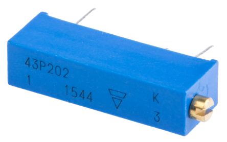 Vishay 43P 20-Gang THT Trimmer-Potentiometer, Seitliche Einstellung, 2kΩ, ±10%, 0.5W, Pin, L. 20.57mm