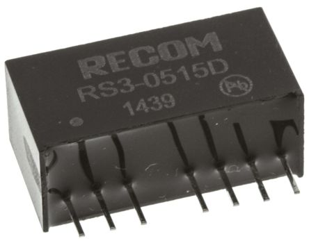 Recom RS3 DC/DC-Wandler 3W 5 V Dc IN, ±15V Dc OUT / ±100mA 500V Ac Isoliert