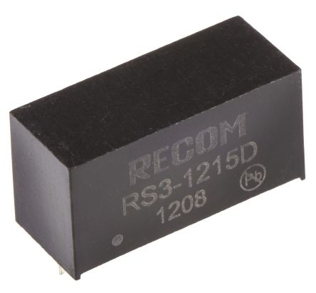Recom RS3 DC/DC-Wandler 3W 12 V Dc IN, ±15V Dc OUT / ±100mA 500V Ac Isoliert