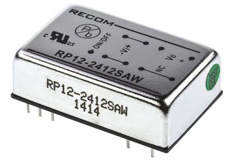 Recom RP12-AW DC/DC-Wandler 12W 24 V Dc IN, 12V Dc OUT / 1A 1.6kV Dc Isoliert