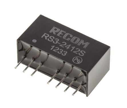 Recom RS3 DC/DC-Wandler 3W 24 V Dc IN, 12V Dc OUT / 250mA 500V Ac Isoliert