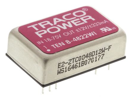 TRACOPOWER TEN 8WI DC/DC-Wandler 8W 48 V Dc IN, ±12V Dc OUT / ±335mA 1.5kV Dc Isoliert