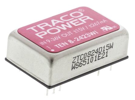 TRACOPOWER TEN 8WI DC/DC-Wandler 8W 24 V Dc IN, ±15V Dc OUT / 265mA 1.5kV Dc Isoliert