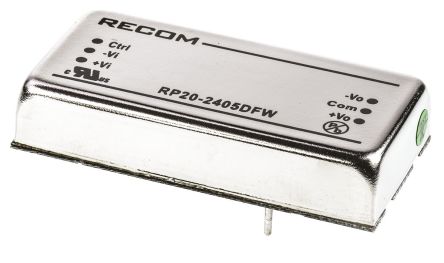 Recom RP20 FW DC/DC-Wandler 20W 24 V Dc IN, ±5V Dc OUT / ±2A 1.6kV Dc Isoliert