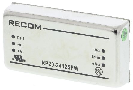 Recom RP20-FW DC/DC-Wandler 20W 24 V Dc IN, 12V Dc OUT / 1.67A 1.6kV Dc Isoliert