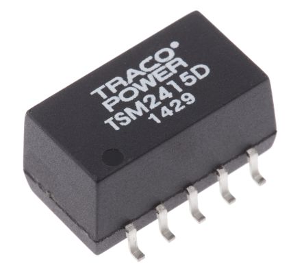 TRACOPOWER TSM DC-DC Converter, ±15V Dc/ ±30mA Output, 21.6 → 26.4 V Dc Input, 1W, Surface Mount, +85°C Max Temp