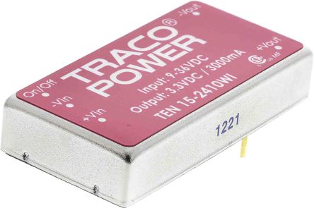TRACOPOWER TEN 15WI DC/DC-Wandler 15W 24 V Dc IN, 3.3V Dc OUT / 3A 1.5kV Dc Isoliert