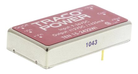 TRACOPOWER TEN 15WI DC/DC-Wandler 15W 24 V Dc IN, ±12V Dc OUT / ±625mA 1.5kV Dc Isoliert