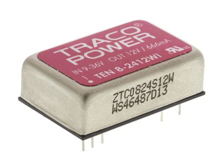 TRACOPOWER TEN 8WI DC/DC-Wandler 8W 24 V Dc IN, 12V Dc OUT / 666mA 1.5kV Dc Isoliert