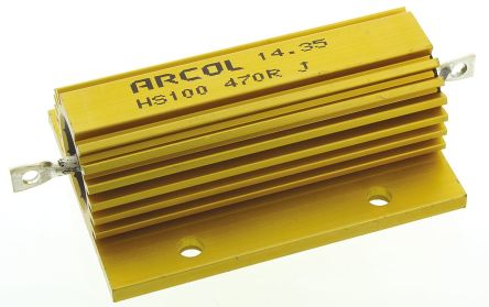 Arcol HS100 Wickel Lastwiderstand 470Ω ±5% / 100W, Alu Gehäuse Axialanschluss