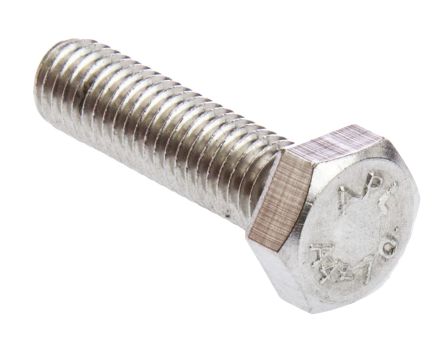 RS PRO Plain Stainless Steel Hex, Hex Bolt, M8 X 30mm