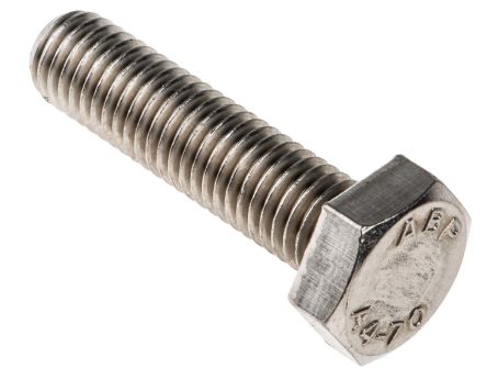 RS PRO Plain Stainless Steel Hex, Hex Bolt, M10 X 40mm