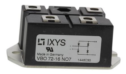IXYS Brückengleichrichter, 1-phasig 72A 1600V Tafelmontage 1.6V PWS D 4-Pin 300μA Siliziumverbindung
