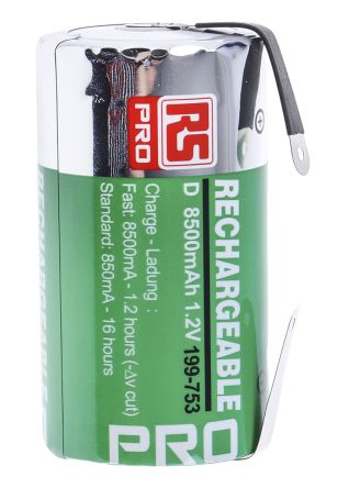 RS PRO Batterie D Rechargeable 8.5Ah NiMH 1.2V, Sortie Cosses