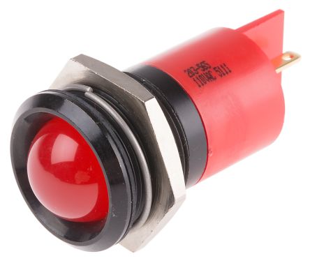 RS PRO LED Schalttafel-Anzeigelampe Rot 110V Ac, Montage-Ø 22mm, Lötanschluss