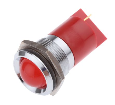 RS PRO Red Panel Mount Indicator, 24V Dc, 22mm Mounting Hole Size, Solder Tab Termination