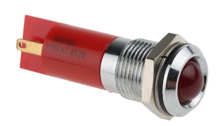 RS PRO LED Schalttafel-Anzeigelampe Rot 110V Ac, Montage-Ø 14mm, Lötanschluss