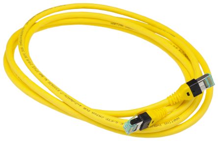 HARTING RJ45, 3m Cat6a, Yellow RJ45 to Male RJ45, Terminated Polyurethane Sheath