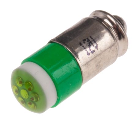 RS PRO Bombilla Para Piloto Luminoso LED Verde, λ 565nm, 12V Dc / 30mA, 35mcd, Casquillo Bayoneta, Ø 6mm