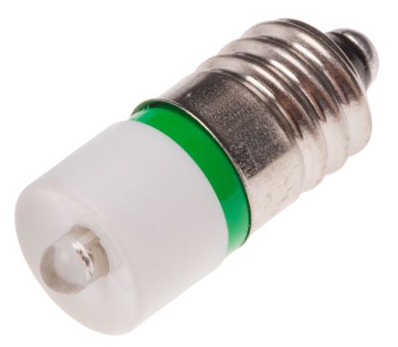RS PRO LED Signalleuchte Grün, 24V Ac/dc / 1610mcd, Ø 10mm X 25.25mm, Sockel E10