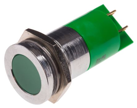RS PRO Indicatore Da Pannello Verde A LED, A Filo, Foro Da 22mm
