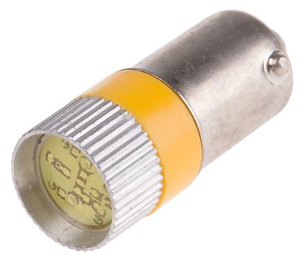 RS PRO LED Signalleuchte Gelb, 28V Dc / 120/110mcd, Ø 10mm X 28mm, Sockel BA9s