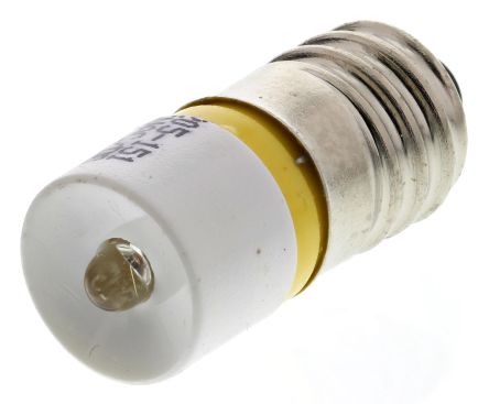 RS PRO LED Signalleuchte Gelb, 6V Ac/dc / 630mcd, Ø 10mm X 25.25mm, Sockel E10