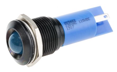 RS PRO LED Schalttafel-Anzeigelampe Blau 115 V Dc, 230V Ac, Montage-Ø 16mm, Lötanschluss