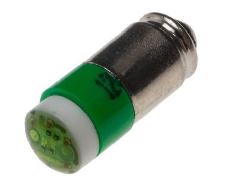 RS PRO LED绿色指示灯灯珠, 多芯片, 小型槽灯座, 12V 交流/直流, 30mA