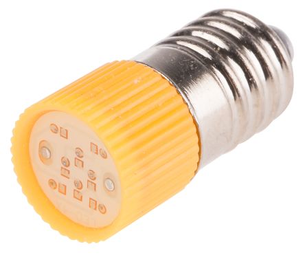 RS PRO LED Signalleuchte Gelb, 28V Ac/dc / 120/110mcd, Ø 10mm X 28mm, Sockel E10