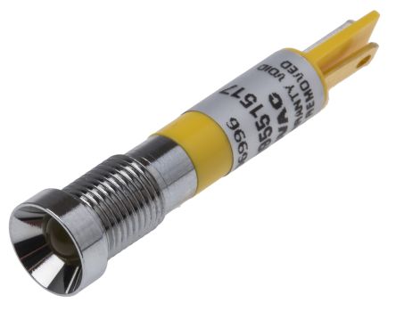 RS PRO LED Schalttafel-Anzeigelampe Gelb 24V Ac, Montage-Ø 8mm, Lötanschluss