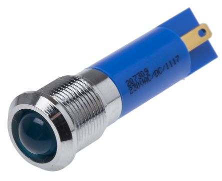 RS PRO Voyant LED Lumineux Bleu, Dia. 12mm, 230V C.a., IP67