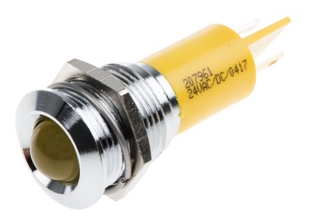 RS PRO LED Schalttafel-Anzeigelampe Gelb, Montage-Ø 16mm, Lötanschluss
