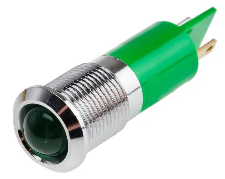 RS PRO Indicatore Da Pannello Verde A LED, 48 → 65V Cc, Sporgente, Foro Da 14mm