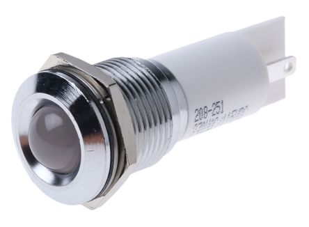 RS PRO LED Schalttafel-Anzeigelampe Weiß 115 V Dc, 230V Ac, Montage-Ø 16mm, Lötanschluss