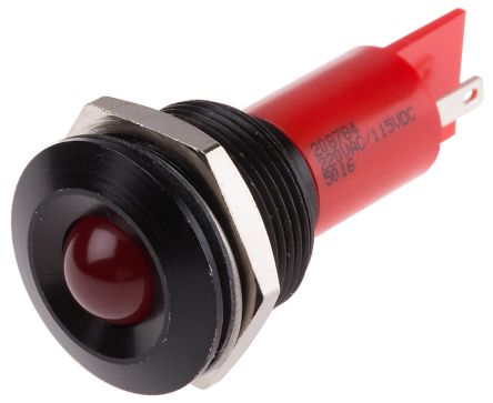 RS PRO Indicatore Da Pannello Rosso A LED, 115 V Dc, 230V Ca, Sporgente, Foro Da 19mm